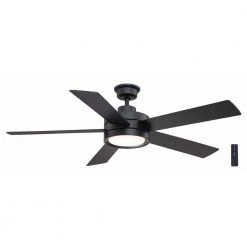 Home Decorators Collection Baxtan 56 in. LED Matte Black Ceiling Fan with Light and Remote Control