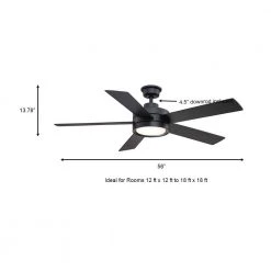 Home Decorators Collection Baxtan 56 in. LED Matte Black Ceiling Fan with Light and Remote Control -Flora Home Decorators Soldes matte black home decorators collection ceiling fans with lights am731a mbk a0 1000