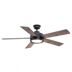 Home Decorators Collection Baxtan 56 in. LED Matte Black Ceiling Fan with Light and Remote Control -Flora Home Decorators Soldes matte black home decorators collection ceiling fans with lights am731a mbk c3 1000