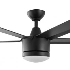 Home Decorators Collection Merwry 48 in. Integrated LED Indoor Matte Black Ceiling Fan with Light Kit and Remote Control -Flora Home Decorators Soldes matte black home decorators collection ceiling fans with lights sw1422 48in mbk 1d 1000