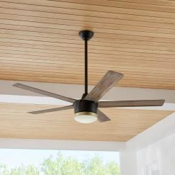 Home Decorators Collection Merwry 56 in. Integrated LED Indoor/Outdoor Matte Black Ceiling Fan with Light Kit and Remote Control -Flora Home Decorators Soldes matte black home decorators collection ceiling fans with lights sw1422 56in mbk 40 1000