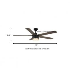 Home Decorators Collection Merwry 56 in. Integrated LED Indoor/Outdoor Matte Black Ceiling Fan with Light Kit and Remote Control -Flora Home Decorators Soldes matte black home decorators collection ceiling fans with lights sw1422 56in mbk a0 1000