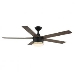 Home Decorators Collection Merwry 56 in. Integrated LED Indoor/Outdoor Matte Black Ceiling Fan with Light Kit and Remote Control -Flora Home Decorators Soldes matte black home decorators collection ceiling fans with lights sw1422 56in mbk c3 1000