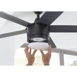 Home Decorators Collection Merwry 52 in. Integrated LED Indoor Matte Black Ceiling Fan with Light Kit and Remote Control -Flora Home Decorators Soldes matte black home decorators collection ceiling fans with lights sw1422mbk 1f 1000