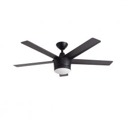 Home Decorators Collection Merwry 52 in. Integrated LED Indoor Matte Black Ceiling Fan with Light Kit and Remote Control -Flora Home Decorators Soldes matte black home decorators collection ceiling fans with lights sw1422mbk 77 1000