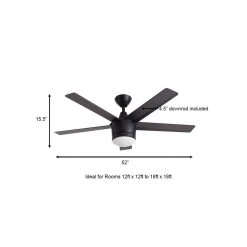 Home Decorators Collection Merwry 52 in. Integrated LED Indoor Matte Black Ceiling Fan with Light Kit and Remote Control -Flora Home Decorators Soldes matte black home decorators collection ceiling fans with lights sw1422mbk a0 1000