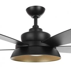 Home Decorators Collection Kempston 52 in. Integrated LED Outdoor Matte Black Ceiling Fan with Light Kit and Remote Control -Flora Home Decorators Soldes matte black home decorators collection ceiling fans with lights sw1654wet mbk a0 1000