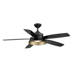 Home Decorators Collection Kempston 52 in. Integrated LED Outdoor Matte Black Ceiling Fan with Light Kit and Remote Control -Flora Home Decorators Soldes matte black home decorators collection ceiling fans with lights sw1654wet mbk c3 1000