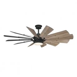 Home Decorators Collection Trudeau 60 in. LED Indoor Matte Black Ceiling Fan with Light Kit and Remote Control -Flora Home Decorators Soldes matte black home decorators collection ceiling fans with lights yg545a mbk c3 1000