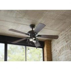 Home Decorators Collection Ellard 52 in. LED Indoor Matte Black Ceiling Fan with Light -Flora Home Decorators Soldes matte black home decorators collection ceiling fans with lights yg629a mbk 31 1000