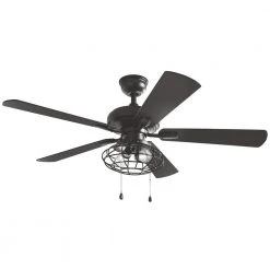Home Decorators Collection Ellard 52 in. LED Indoor Matte Black Ceiling Fan with Light -Flora Home Decorators Soldes matte black home decorators collection ceiling fans with lights yg629a mbk c3 1000