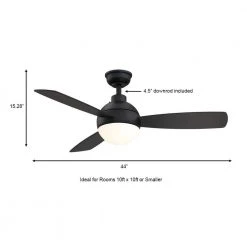 Home Decorators Collection Alisio 44 in. LED Matte Black Ceiling Fan with Light and Remote Control -Flora Home Decorators Soldes matte black home decorators collection ceiling fans with lights yg768a mbk 1f 1000