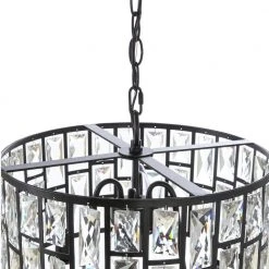Home Decorators Collection Kristella 4-Light Matte Black Chandelier with Clear Crystal Shade -Flora Home Decorators Soldes matte black home decorators collection chandeliers 30686 hbb 1d 1000