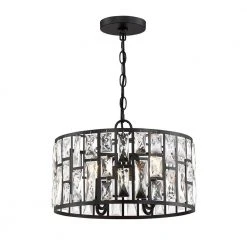 Home Decorators Collection Kristella 4-Light Matte Black Chandelier with Clear Crystal Shade