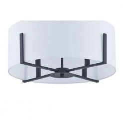 Home Decorators Collection Manhattan 4-Light Matte Black Pendant Hanging Light with White Drum Shade -Flora Home Decorators Soldes matte black home decorators collection chandeliers hd 1537mb 4f 1000