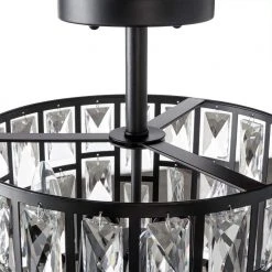 Home Decorators Collection Kristella 12.5 in. 3-Light Matte Black Semi Flush Mount Light with Clear Crystal Shade -Flora Home Decorators Soldes matte black home decorators collection flush mount lights 31820 hbb 1f 1000