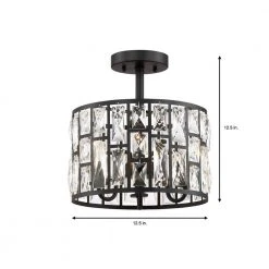 Home Decorators Collection Kristella 12.5 in. 3-Light Matte Black Semi Flush Mount Light with Clear Crystal Shade -Flora Home Decorators Soldes matte black home decorators collection flush mount lights 31820 hbb 40 1000