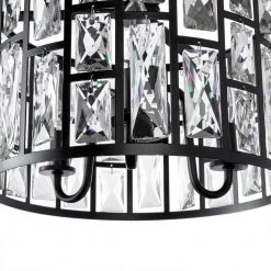 Home Decorators Collection Kristella 12.5 in. 3-Light Matte Black Semi Flush Mount Light with Clear Crystal Shade -Flora Home Decorators Soldes matte black home decorators collection flush mount lights 31820 hbb 4f 1000