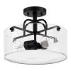 Home Decorators Collection Shirwell 13.5 in. 3-Light Matte Black Round Semi-Flush Mount, Modern Ceiling Light with Clear Glass Drum Shade -Flora Home Decorators Soldes matte black home decorators collection flush mount lights ds18094sf1 64 1000