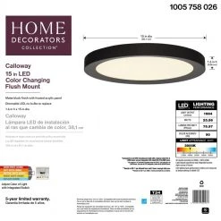 Home Decorators Collection Calloway 15 in. Matte Black Selectable LED Flush Mount -Flora Home Decorators Soldes matte black home decorators collection flush mount lights jxm3011ll mb 44 1000