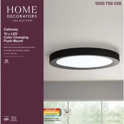 Home Decorators Collection Calloway 15 in. Matte Black Selectable LED Flush Mount -Flora Home Decorators Soldes matte black home decorators collection flush mount lights jxm3011ll mb 4f 1000