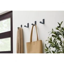 Home Decorators Collection 3 in. Matte Black Folding Wall Hooks (4-Pack) -Flora Home Decorators Soldes matte black home decorators collection hooks 64361 31 1000