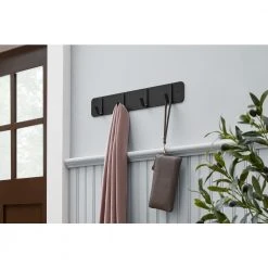 Home Decorators Collection 18 in. Matte Black Hook Rack with 4 Hooks -Flora Home Decorators Soldes matte black home decorators collection hooks 64511 31 1000