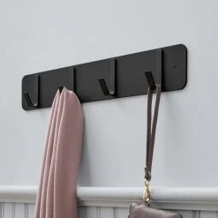 Home Decorators Collection 18 in. Matte Black Hook Rack with 4 Hooks -Flora Home Decorators Soldes matte black home decorators collection hooks 64511 4f 1000