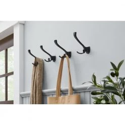 Home Decorators Collection 5 in. Matte Black Triple Wall Hook (4-Pack) -Flora Home Decorators Soldes matte black home decorators collection hooks 64521 31 1000