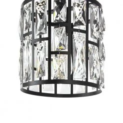 Home Decorators Collection KRISTELLA 1-Light Matte Black Pendant with Clear Crystals -Flora Home Decorators Soldes matte black home decorators collection pendant lights 30685 hbub 44 1000