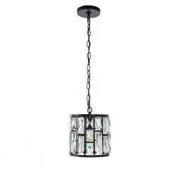 Home Decorators Collection KRISTELLA 1-Light Matte Black Pendant with Clear Crystals -Flora Home Decorators Soldes matte black home decorators collection pendant lights 30685 hbub 4f 1000