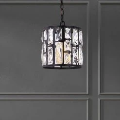 Home Decorators Collection KRISTELLA 1-Light Matte Black Pendant with Clear Crystals -Flora Home Decorators Soldes matte black home decorators collection pendant lights 30685 hbub c3 1000