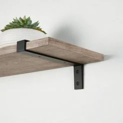 Home Decorators Collection 10 in. Matte Black Strap Bracket for Wood Shelving -Flora Home Decorators Soldes matte black home decorators collection shelving brackets 14190 1d 1000