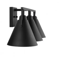 Home Decorators Collection Insdale 3-Light Matte Black Modern Industrial Bathroom Vanity Light with Metal Shades -Flora Home Decorators Soldes matte black home decorators collection vanity lighting 4000303 112 40 1000