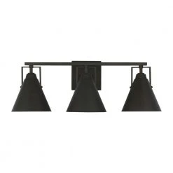 Home Decorators Collection Insdale 3-Light Matte Black Modern Industrial Bathroom Vanity Light with Metal Shades -Flora Home Decorators Soldes matte black home decorators collection vanity lighting 4000303 112 4f 1000