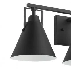 Home Decorators Collection Insdale 3-Light Matte Black Modern Industrial Bathroom Vanity Light with Metal Shades -Flora Home Decorators Soldes matte black home decorators collection vanity lighting 4000303 112 c3 1000