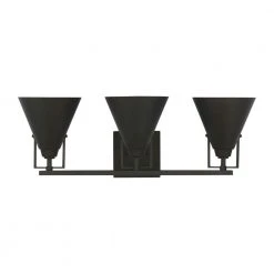 Home Decorators Collection Insdale 3-Light Matte Black Modern Industrial Bathroom Vanity Light with Metal Shades -Flora Home Decorators Soldes matte black home decorators collection vanity lighting 4000303 112 fa 1000