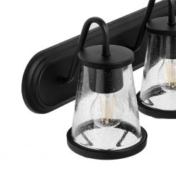 Home Decorators Collection Georgina 30 in. 4-Light Matte Black Industrial Bathroom Vanity Light with Clear Seeded Glass Shades -Flora Home Decorators Soldes matte black home decorators collection vanity lighting hb2584 43 1d 1000