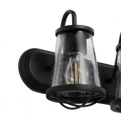 Home Decorators Collection Georgina 30 in. 4-Light Matte Black Industrial Bathroom Vanity Light with Clear Seeded Glass Shades -Flora Home Decorators Soldes matte black home decorators collection vanity lighting hb2584 43 a0 1000