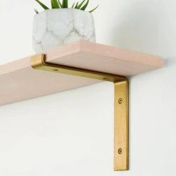 Home Decorators Collection 8 in. Matte Gold Steel Shelf Bracket -Flora Home Decorators Soldes matte gold home decorators collection shelving brackets 14110 1d 1000