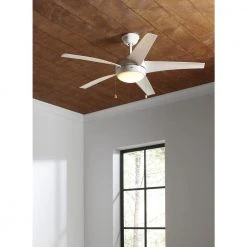 Home Decorators Collection Windward 52 in. Integrated LED Indoor/Outdoor Matte White Ceiling Fan with Light Kit -Flora Home Decorators Soldes matte white home decorators collection ceiling fans with lights 51662 40 1000