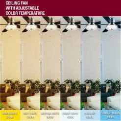 Home Decorators Collection Castleford 52 in. White Color Changing Integrated LED Matte White Downrod Ceiling Fan with Light Kit and Remote Control -Flora Home Decorators Soldes matte white home decorators collection ceiling fans with lights 52172 40 1000