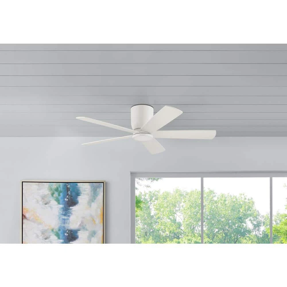 Home Decorators Collection Britton 52 in. Integrated LED Indoor Matte White Ceiling Fan with Light Kit and Remote Control 4 Home Decorators Collection Britton 52 in. Integrated LED Indoor Matte White Ceiling Fan with Light Kit and Remote Control - Image 2