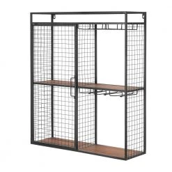 Home Decorators Collection 31 in. H x 27 in. W x 8 in. D Black Metal Wall-Mount Shelf with Hanging Wine Glass Storage -Flora Home Decorators Soldes metal home decorators collection decorative shelving yx8z1296 66 1000