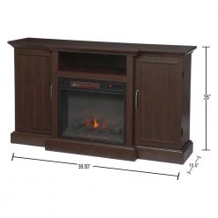 Home Decorators Collection Mattingly 60 in. Freestanding Media Console Electric Fireplace TV Stand in Midnight Cherry -Flora Home Decorators Soldes midnight cherry home decorators collection fireplace tv stands 112272 40 1000