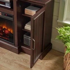 Home Decorators Collection Mattingly 60 in. Freestanding Media Console Electric Fireplace TV Stand in Midnight Cherry -Flora Home Decorators Soldes midnight cherry home decorators collection fireplace tv stands 112272 77 1000