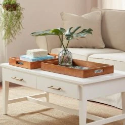 Home Decorators Collection Floral and Wood Decorative Rectangle Tray (Set of 2) -Flora Home Decorators Soldes multi colored home decorators collection decorative trays dtctd 754214a 40 1000