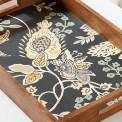 Home Decorators Collection Floral and Wood Decorative Rectangle Tray (Set of 2) -Flora Home Decorators Soldes multi colored home decorators collection decorative trays dtctd 754214a a0 1000