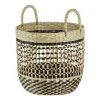 Home Decorators Collection Round Natural and Black Seagrass Storage Basket