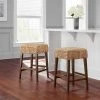 Home Decorators Collection Backless Natural Woven Hyacinth Counter Stool with Walnut Legs -Flora Home Decorators Soldes natural home decorators collection bar stools st1808244 nwal 64 1000